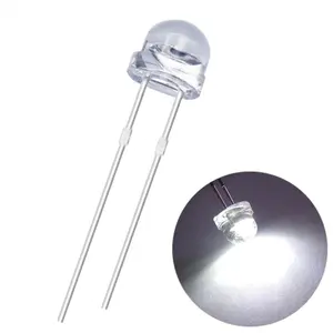 High Quality 5mm Straw Hat Led Dip High Bright Led Lighting Diode White Color Through Hole Package