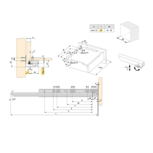 EMUCA Kit de Deslizamiento de Cajón Oculto de 350 mm Sistema de Empuje de Extensión Completa Rodillo de Acero Chapado en Zinc para Armarios de Cocina Modelo 3122205 - Product Image 3