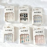 Uñas Postizas al por Mayor, Diseño Mixto, 24 Piezas, Personalizadas, con Punta Francesa en Forma de Corazón, Almendradas, Coffin, Juego de Uñas Acrílicas Artificiales