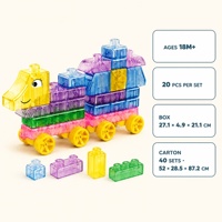 Blocs de construction de train en plastique souple pour tout-petits, 20 pièces, ensemble créatif à empiler avec locomotive et wagons souriants