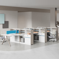 Bureaux informatiques modernes en panneaux de bois écologiques pour employés, vente en gros d'usine, 6/8 postes de travail, mobilier de bureau modulaire personnalisé