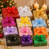 Emballage cadeau saisonnier avec nœud à tirer et bordure dorée, plusieurs couleurs, pour les magasins de détail, les événements, les paniers-cadeaux et la vente en gros