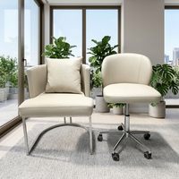 Ensemble de chaises de salle à manger/hôtes modernes en PU, base en acier inoxydable, ergonomiques, couleurs personnalisables pour hôtels, maison, bureau