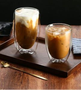 Taza de Vidrio Borosilicato de Doble Pared Resistente al Calor, Apta para Alimentos, Personalizable, para Agua, Café, Leche, con Tapa de Bambú, 350ml 450ml, para Oficina - Product Image 4