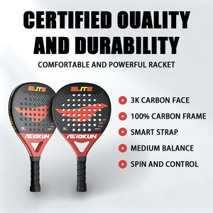 Aerokun Sport Premium Kwaliteit Oem Custom 3K 12K 18K Koolstofvezel Padel Racket Professionele Fabrikanten Afdrukken - Product Image 6