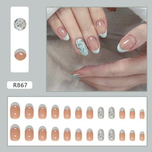 <span class=keywords><strong>Uñas</strong></span> Postizas R867 Mint Speckled French Press, Reutilizables, Cobertura Completa, Puntas de <span class=keywords><strong>Uñas</strong></span> Brillantes, 24 Piezas - Product Image 2