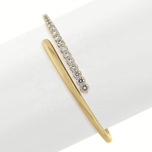 Pulsera de Joyería Chapada en Oro de 14K y 18K con Circonita Blanca, Brazalete Ajustable con Diseño de Serpiente y Circonitas Cúbicas Finas para Mujer, Pulsera Plateada para Mujer - Product Image 3