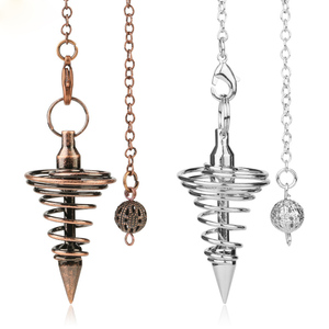 Vente en gros de pendules en métal pour la radiesthésie, cône en spirale cuivre antique, or, argent, pyramide - Product Image 6
