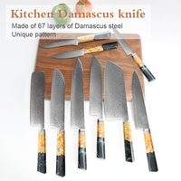Couteau à désosser ambidextre de 6 pouces, design moderne, lame en acier Damas, finition brossée, manche en bois stabilisé avec résine verte