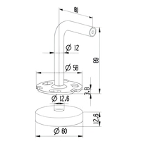 Kit de fixation murale pour main courante en acier inoxydable brossé fin, avec plaque murale et support de tige verticale, pour rampes d'escalier d'hôpital, rampes en verre de centre commercial et rampes de piscine
