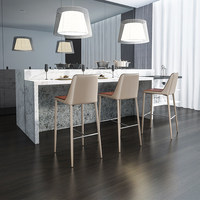 Tabouret de bar moderne minimaliste de style américain, chaise haute de 55 cm avec structure en acier, pour bar à domicile ou comptoir d'accueil HD-702
