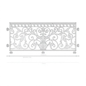 European Cast Iron DIY Balustrade Panel Floral Scroll Design Wall-Mounted Balcony Railing Insert Traditional Style Outdoor Villa - Product Image 1