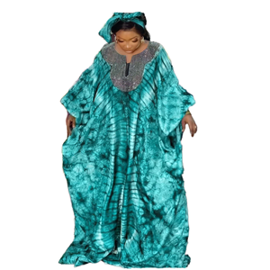 Abito Africano Lungo a Maniche Lunghe con Paillettes, Vestito Etnico Africano con Stampa e Maniche a Pipistrello, Set di Abiti in Offerta - Product Image 1