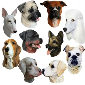Máscara de cabeza de Animal de látex para perro, disfraz de Halloween, supertazón, fiesta, Border Collie, Husky, Chihuahua