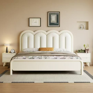 <span class=keywords><strong>Lit</strong></span> de style nordique contemporain, <span class=keywords><strong>lit</strong></span> double moderne en tissu crème, cadre en bois, taille king size, taille queen size, meubles de chambre à coucher, cadre de <span class=keywords><strong>lit</strong></span> - Product Image 4
