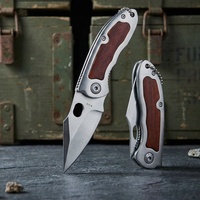Couteau pliant de poche F113 personnalisé, cadeau, EDC, camping, chasse, tactique, mini, 2,64 pouces, acier inoxydable, portable, verrouillage par insertion, manche en bois
