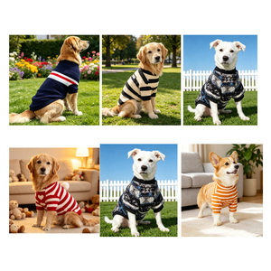 Pull en tricot rayé personnalisable pour chien, confortable et tendance, vêtements pour animaux de compagnie pour usage intérieur et extérieur - Product Image 1