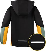 Veste de pluie pour garçons, coupe-vent imperméable avec capuche, doublure en maille, coque imperméable, respirante, design color block réfléchissant, fermeture éclair