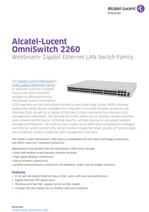 ALE OmniSwitch 2260 WebSmart 8 ports POE Gigabit Ethernet LAN Switch OS2260-P8 OS2260-8 - Product Image 4