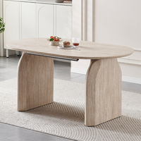 Table de salle à manger de luxe moderne en bois ovale extensible pour 6 à 8 personnes avec 4 chaises