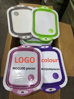Planche à découper en plastique Portable 2-en-1 Planche à découper en plastique pliable Couleurs et logos personnalisables