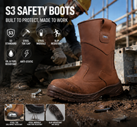 Chaussures de sécurité montantes AOXIANG S3 pour l'hiver, usage industriel, embout composite anti-écrasement, tige en cuir, doublure en maille, semelle extérieure en PU, semelle intermédiaire