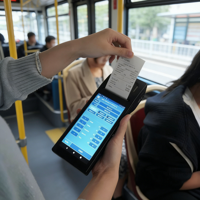 Portable Android 14 Handheld POS with Built-in Printer for Bus Ticketing Mobile Order Printing