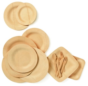 Petites assiettes en bambou jetables écologiques de haute qualité ensembles de vaisselle carrés et ronds biodégradables pour les fêtes - Product Image 2
