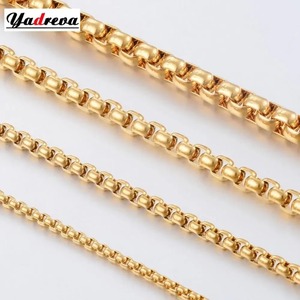 Collier en acier inoxydable couleur or 2mm/3mm/4mm/5mm, chaîne à maillons ronds étanche, cadeau pour homme, longueur personnalisable - Product Image 1