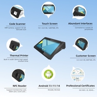 Tablette Android POS de 10 pouces avec double écran et écran tactile capacitif de 10 points blanc