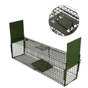 Grande <span class=keywords><strong>cage</strong></span> pliable rectangulaire pour animaux, en acier inoxydable, pour la capture d'animaux vivants en extérieur - Product Image 1