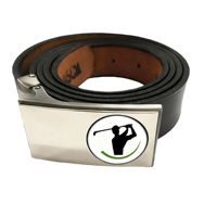 Boucle de ceinture en alliage poli durable avec logo personnalisé - Accessoire de golf élégant pour homme, cadeau