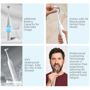 Hilo dental eléctrico FH01, 50 cabezales con raspador de lengua para cuidado bucal, uso en el hogar y salón de belleza - Product Image 3