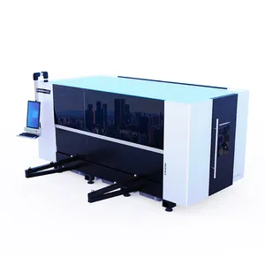 3000w 6000w Enclosed Automatic Fiber Laser Cutting Machine For Metal China Factory Hongniu