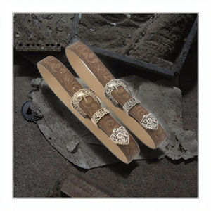 Ceinture vintage bohème style western en PU pour femme avec boucle à ardillon en alliage, motif floral, largeur 3,8 cm, longueur 105-125 cm - Product Image 3