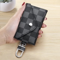 Dompet Kulit PU Logo Kustom, Tempat Kartu ID, Tempat Penyimpanan Kunci Mobil, Tas Lipat untuk Perjalanan dengan Kantong Koin Berikat Kancing