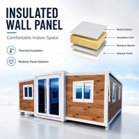 Maison Modulaire Mobile Extensible à Double Aile, Conception Multi-Pièces, 20/40 Pieds, Étanche et Respirante, Type Conteneur