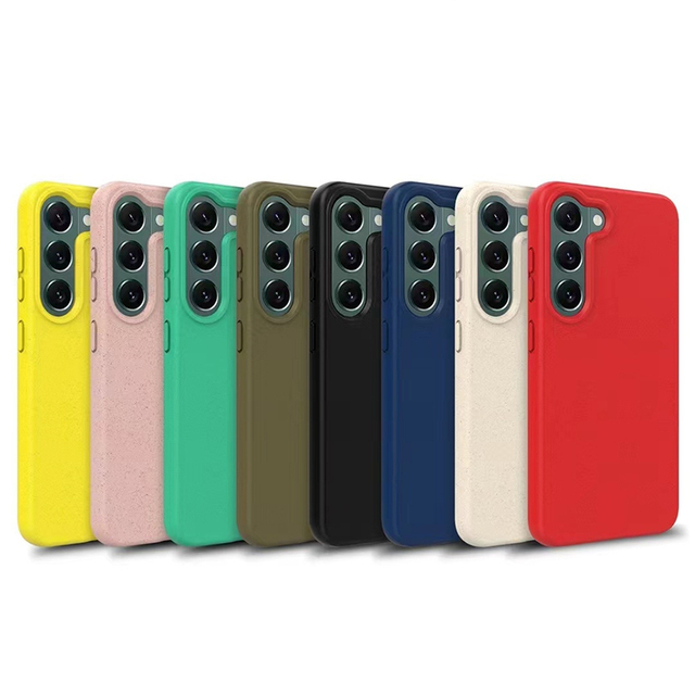 S24 New Eco-Friendly Natural Wheat Straw Hybrid Soft TPU Rubber Mobile Cover Phone Case for Samsung Galaxy S21 S22 S23 S24 Ultra