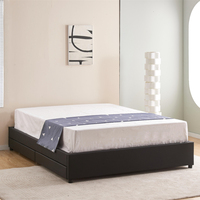 Cadre de lit double rembourré sur mesure sans tête de lit fixe avec 4 tiroirs de rangement pour chambre d'hôtel