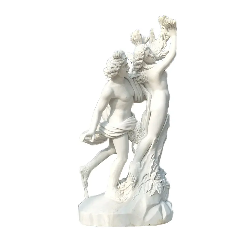 Pierre de jardin grandeur nature du Bernin Sculpture grecque Statue en marbre d'Apollon et Daphné