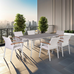 Table à manger moderne 6 places en aluminium Ensemble de chaises 7pcs Mobilier de jardin extérieur pour hôtel - Product Image 5