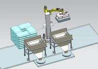 Ouvre-sacs robotisé 4 axes pour le traitement du graphite, bras robotisé, 25-100 kg/sac, 100 sacs/h, servo-moteur, guidé par vision, PLC