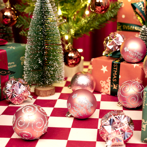 TANG XI 24PCS 6CM High Quality <strong>Christmas</strong> Ball Ornaments - Classic And Modern Styles Festival ,Holiday <strong>Christmas</strong> <strong>Decoration</strong> <strong>Pink</strong> - Product Image 4