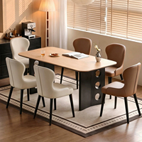 Chaise de salle à manger ergonomique en bois massif, style mi-siècle, siège en cuir microfibre, mobilier de maison, dossier rembourré pour salle à manger