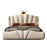 Modernes Luxuriöses Holz-Schlafzimmermöbel-Set mit Weich Gepolstertem Kingsize-Bettgestell aus Leder im Royal-Hotel-Stil mit Stauraum-Design