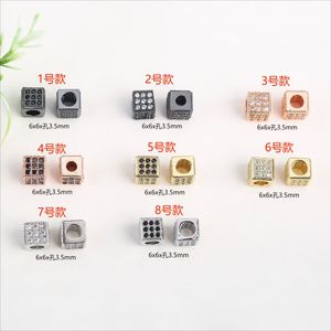Cuentas espaciadoras cuadradas con microincrustaciones de circonita, chapadas en oro de 18 quilates, para kit de accesorios de fabricación de joyas, pulseras y collares DIY. - Product Image 2