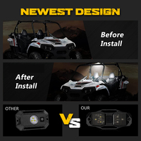 Nouvelle lampe de dôme LED universelle pour UTV et ATV, 12V, blanc et rouge, jusqu'à 4 pouces, montage sur barre anti-roulis, étanche IP67, 6000K, pour RZR X3 et plus