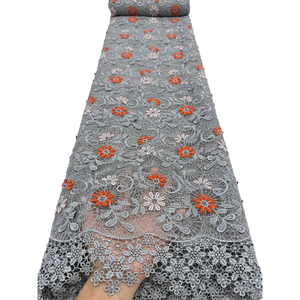 Tissu en dentelle guipure brodée 3D fleurs marguerites de luxe NI.AI, tulle, pour robe de soirée africaine, nigériane, sénégalaise, Aso Ebi - Product Image 2
