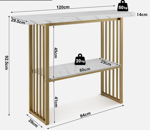 Trắng Faux đá cẩm thạch vàng kim loại khung giao diện điều khiển Bảng với 2 tầng hiện đại <span class=keywords><strong>foyer</strong></span> bảng cho phòng khách - Product Image 2