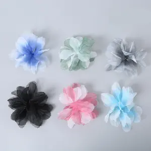 ริบบิ้นผ้าโปร่งบางประดับลายดอกไม้ผ้าชีฟองประดับศีรษะหลากสีสำหรับตกแต่ง3D ดอกไม้งานแฮนด์เมด